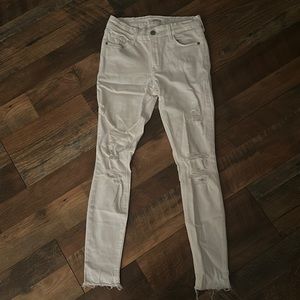 old navy rockstar super skinny ankle mid rise in white